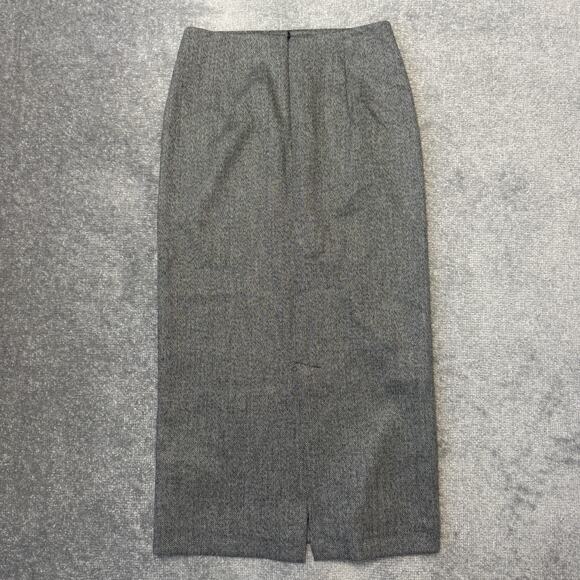 Zara Skirt Womens Small Gray Herringbone Wool Blend High Rise Midi Career - Picture 7 of 9